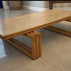 MidCentury Rectangular Rattan Stacked Coffee Table