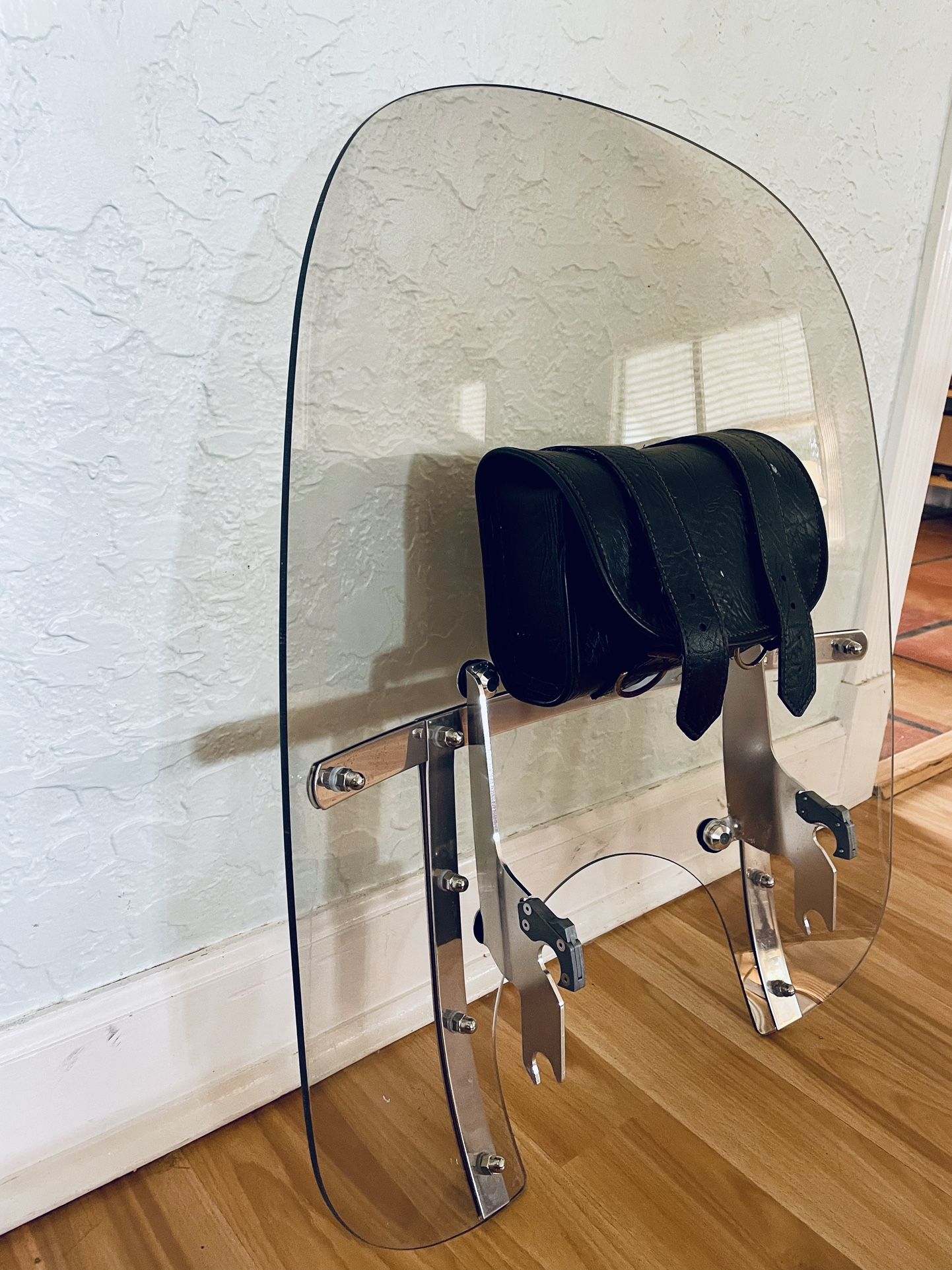 Motorcycle Windshield With Leather Storage Bag