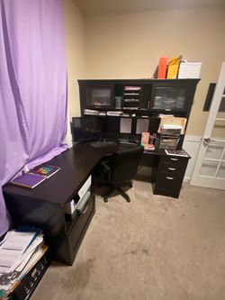 Desk “L” shape build with upper storage and power cord