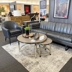 Leather Sofa & Chair