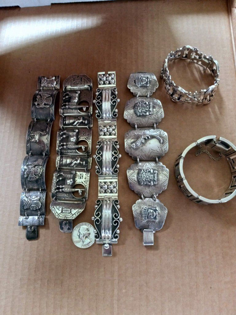 $850/all! Awesome Antique Latin American Bracelet Collection 