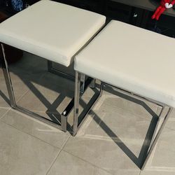 4 Piece Dining Room + Bar Stools & Chrome Corner Shelf 