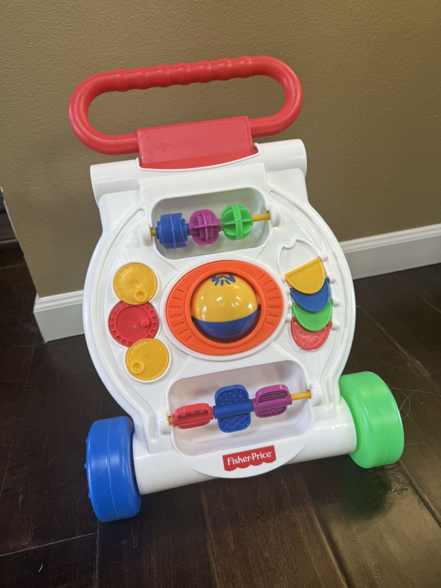 Vintage Fisher Price Baby Activity Walker Fold Go Stand & Push Toy
