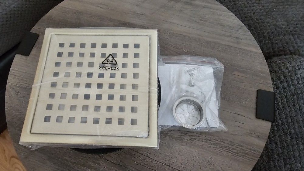 6 in. x 6 in. Stainless Steel Square Shower Drain in Brushed Gold