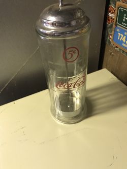 Coca Cola chrome/ glass straw dispenser $30