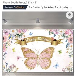 Butterfly Happy Birthday Party Backdrop! 