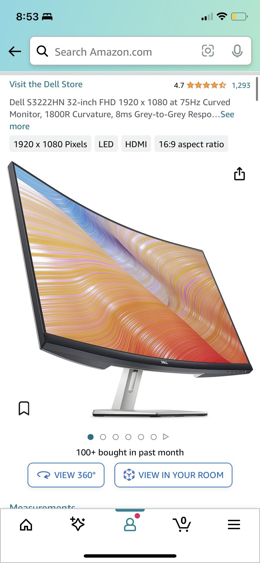  New Dell 32 Inch Curved Computer monitor 