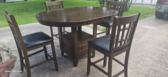 Counter Height Dining Table Set with 4 Chairs,RECOGER EN HUMBLE 77396