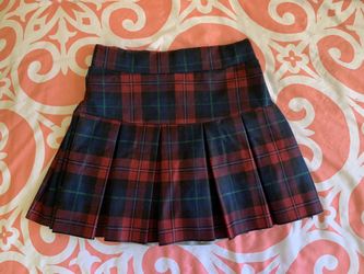 Red Plaid High Waisted Skirt