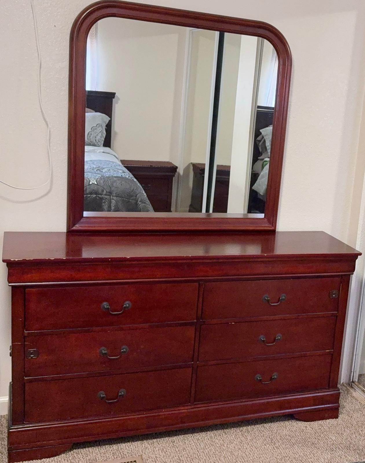 Bedroom Dresser Set – 2 Pieces with Mirror – Solid Wood