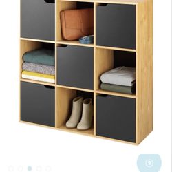 9-Cube Brown Wooden Organizer