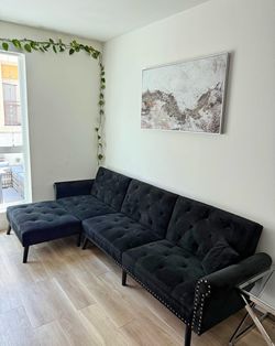Velvet Tufted Sectional Sofa & Loveseat Set w/ Studs- Bundle or individual