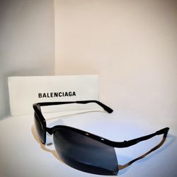 BALENZIAGA Unisex Black Rectangular Sunglasses