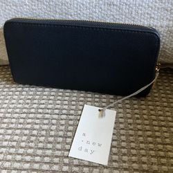 Black Wallet W/ Gold Zipper By “ A New Day” , Target