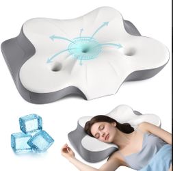 Cervical Neck Pillow - Ergonomic Memory Foam Contour Pillow (White)