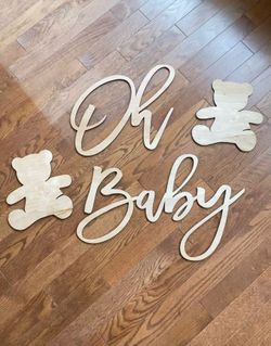 Oh Baby wood cutout custom wood sign baby shower