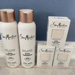 2 Brand New Shea Moisture Body Wash And 3 Shea Moisture Bar Soap Daily Hydration  