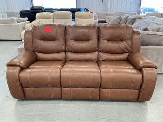 Brown Leather Power Recliner Sofa 