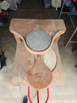 Custom Wooden Potter's Kickwheel Bench with Built-in Seat
