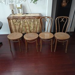 Thonet-style bentwood cane chairs, vintage circa 1950s