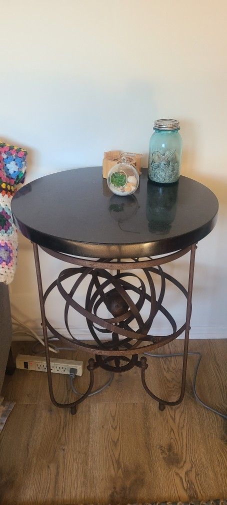 Black Granite + Metal Gyroscope End Tables