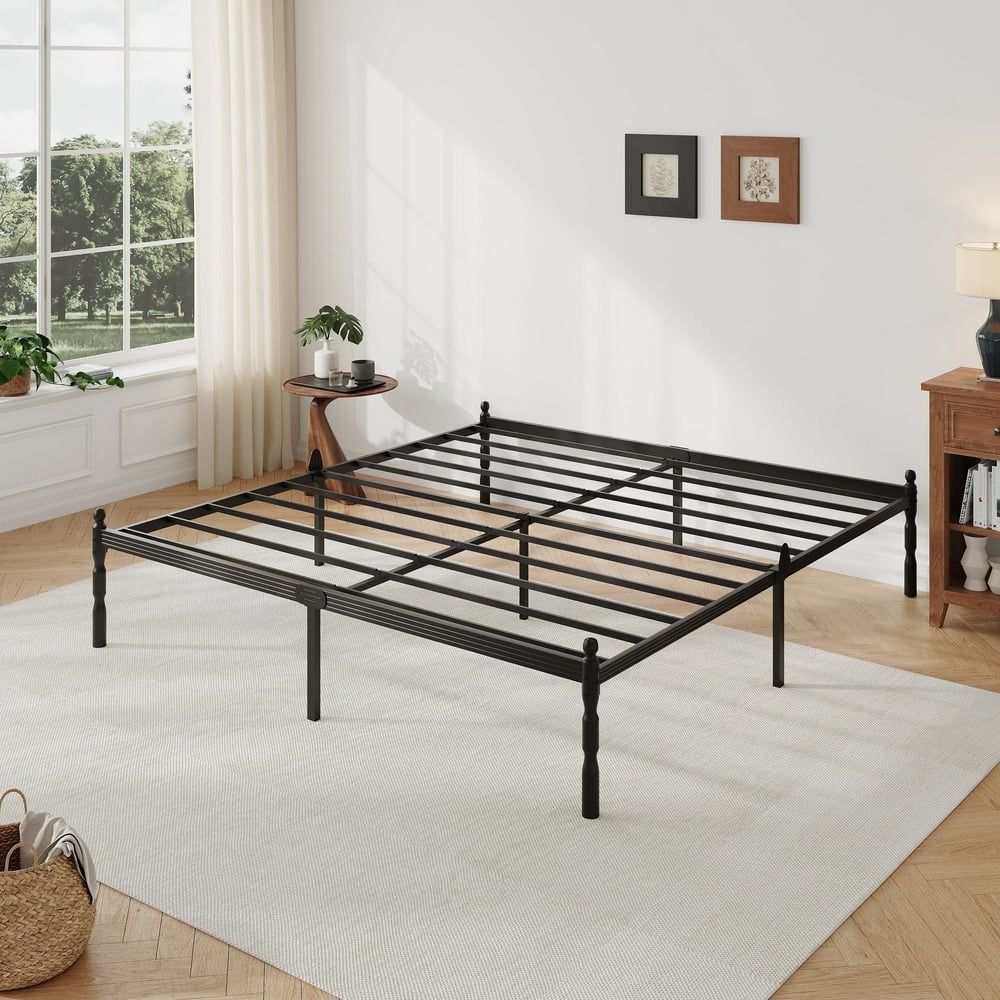 14" King Metal Platform Bed Frame No Box Spring Needed