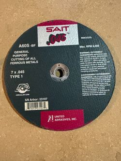 5 - United Abrasives SAIT 7" Metal Cutting Wheels 23107 - New