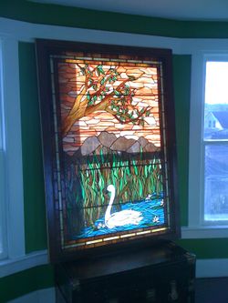 Stained Glass Swan on Lake