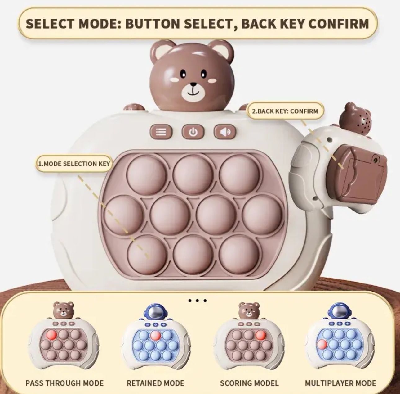 Pop Quick Push Bubbles Game Machine Kids Cartoon Fun Whac-A-Mole Squeezing Toys Anti Stress Sensory Bubble Pop Fidget Toy Gifts