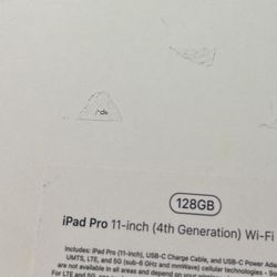 iPad Pro 11inch 4th Generation 128 WiFi Only Open Box Used 