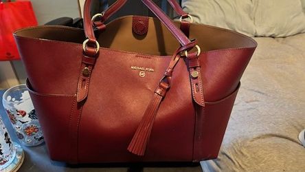 Michael Kors Red Leather Tote Bag