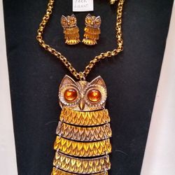 Vintage Park Lane Owl Necklace & Earrings 