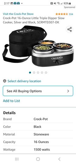  Crock-Pot 16-Ounce Little Triple Dipper Slow Cooker, Silver and  Black, SCRMTD307-DK: Slow Cookers: Home & Kitchen