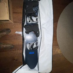 Snowboarding Board, Boots, Bindings, And Bag