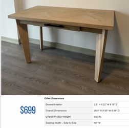 Light Wood Desk with Drawer