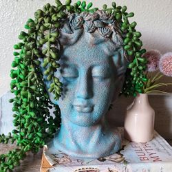 Upcycled Greek Bust Planter Vase