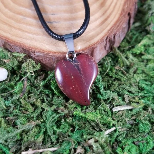 Red Jasper Crystal Heart Necklace