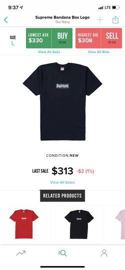 Supreme Bandana Box Logo tee. Navy large. Price firm firm firm