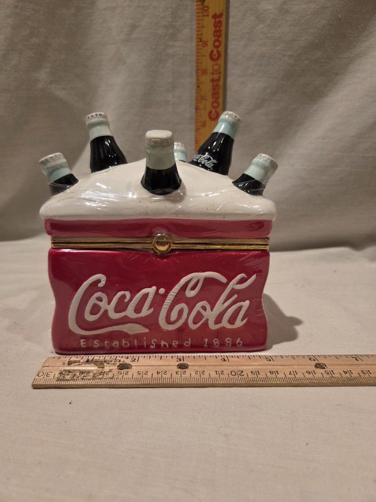 "Coca-Cola" Porcelain Ice Cooler/ Bottles VTG 2002 By  Houston Harvest