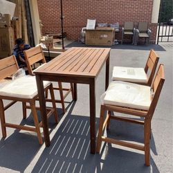 Brand New Walker Edison Outdoor Solid Wood Counter Height Set Of 5 Pieces 
