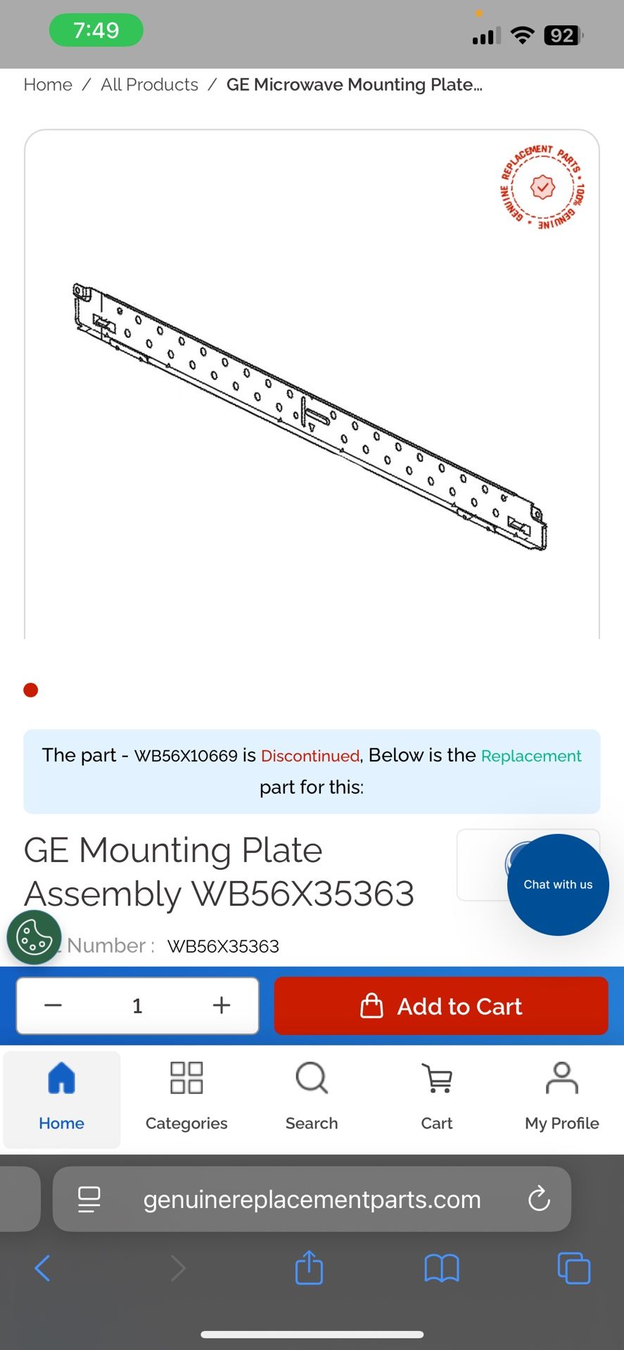 NEW GE mounting Plate Assembly For microwave