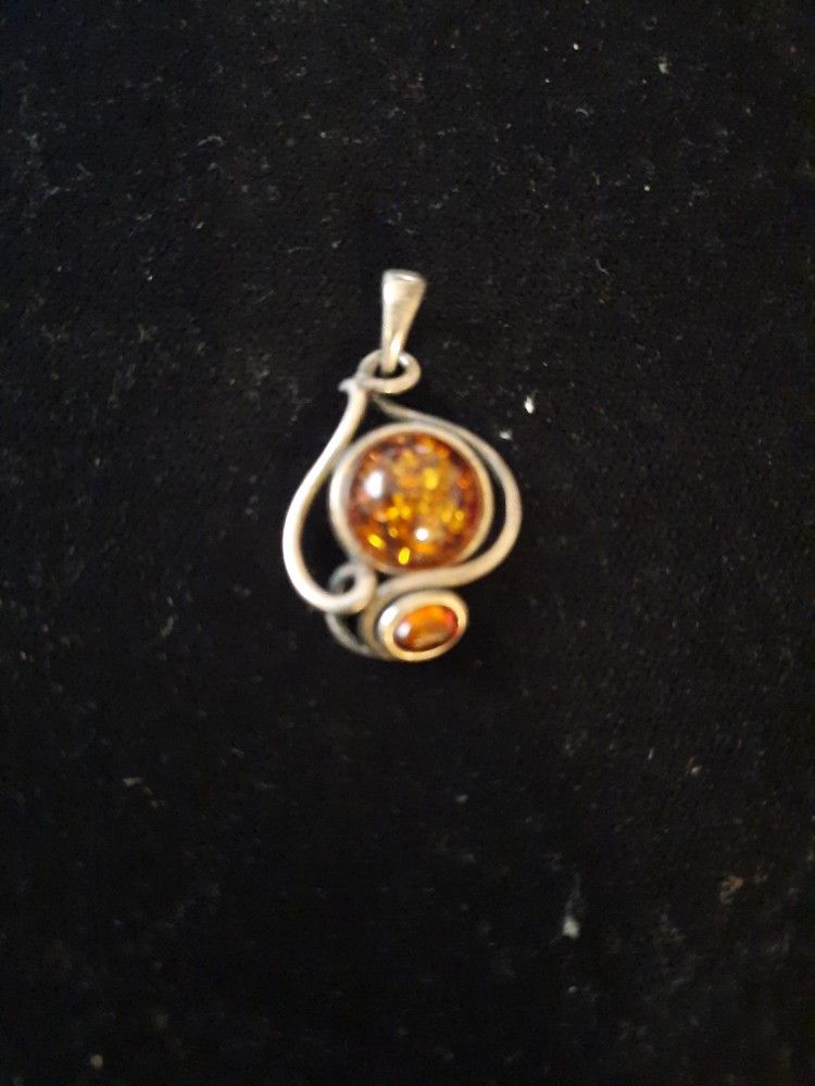 Sterling Silver Amber Charm