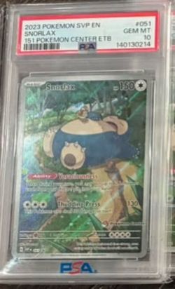 PSA 10 Snorlax #051 2023 Pokemon SVP 151 Pokemon Center ETB