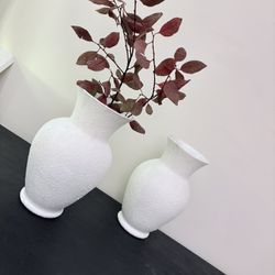 Lorient Tall White Textured Ceramic Vase