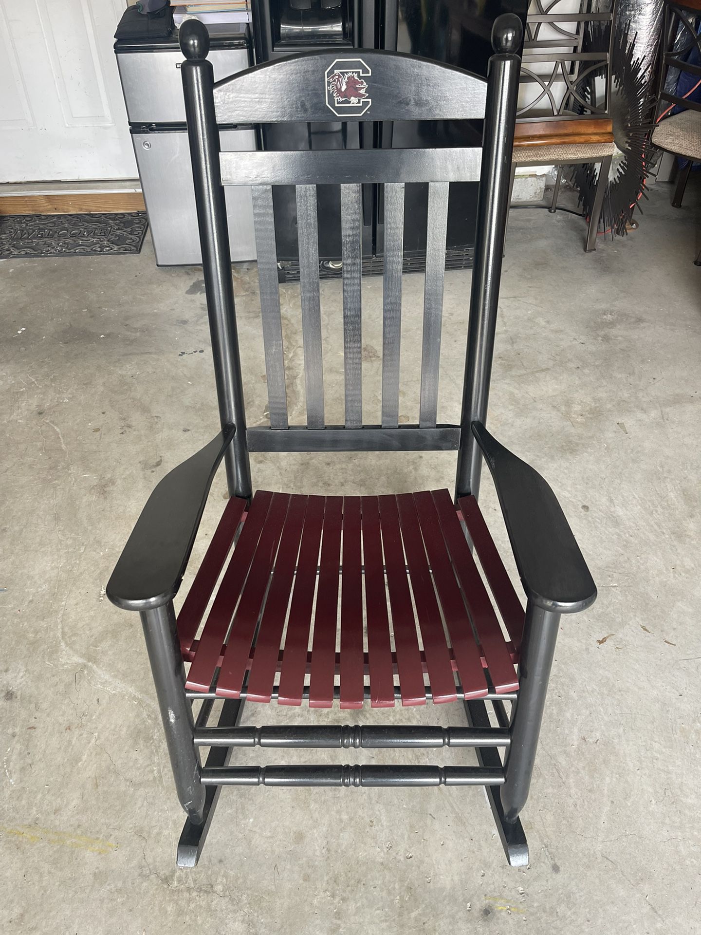 South Carolina Gamecocks Painted Wood Rocking Chair in Black and Garnet