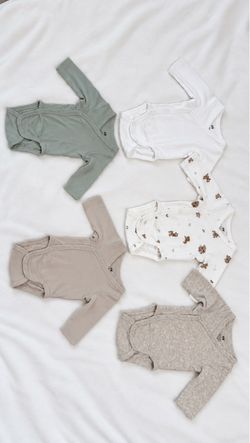 H&M Baby Long Sleeve Bodysuits Set of 5 – Neutral Colors