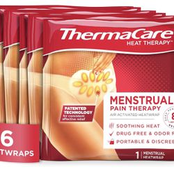 ThermaCare Portable Menstrual Heating Pad, Period Paid Relief Heat Patches for Cramps (6 Count)