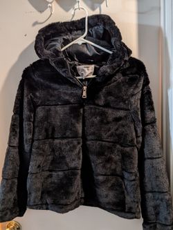 Women's Faux For Jacket with Hood. Size XS
