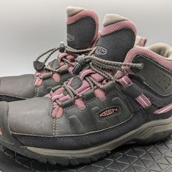 KEEN Targhee Boots Girls Size 3 Gray Pink Waterproof Hiking Outdoors