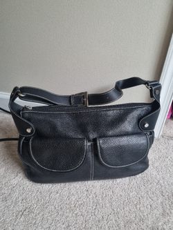 Maxx New York black pebbled leather shoulder bag. 